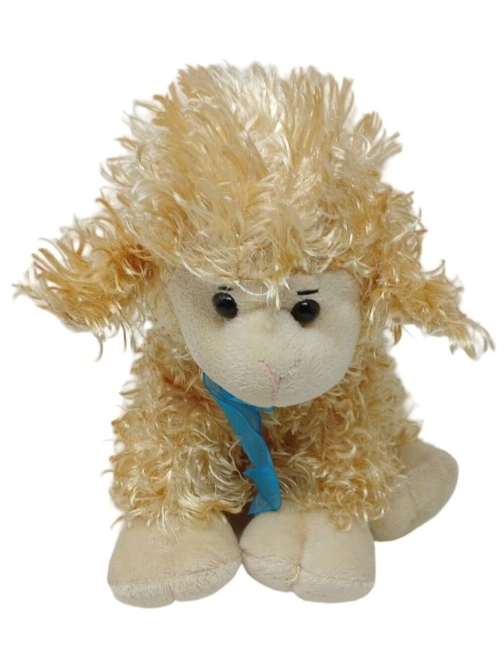 Lamb Animal Adventure Plush W/Blue Ribbon  10" Stuffed Toy Animal 2010 #D-48